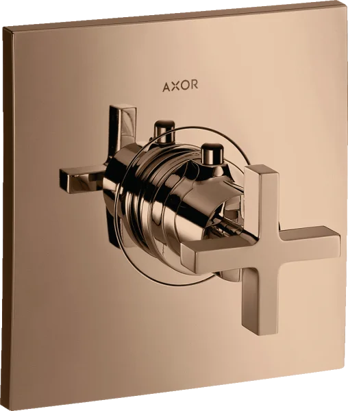 Axor Citterio Thermostatic Mixer Highflow For Concealed Installation With Cross Handle Polished Red Gold