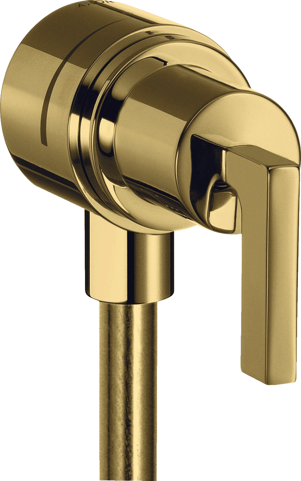 Axor Citterio Wall Outlet Stop With Non-return Valve, Shut-off Valve And Lever Handle Gold Polished