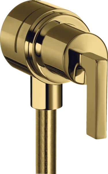 Axor Citterio Wall Outlet Stop With Non-return Valve, Shut-off Valve And Lever Handle Gold Polished
