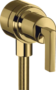 Axor Citterio Wall Outlet Stop With Non-return Valve, Shut-off Valve And Lever Handle Gold Polished