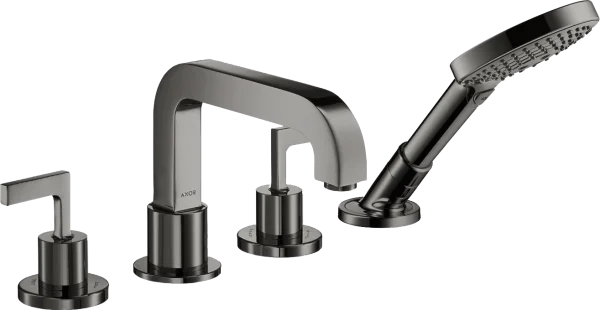 Axor Citterio 4-hole Rim-mounted Bath Mixer With Lever Handles And Escutcheons Polished Black Chrome