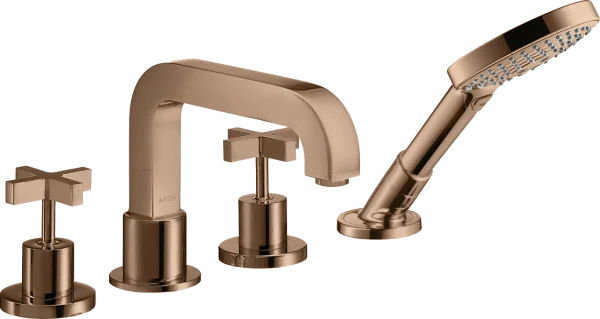 Axor Citterio 4-hole Tile Mounted Bath Mixer With Cross Handles And Escutcheons Polished Red Gold