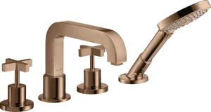 Axor Citterio 4-hole Tile Mounted Bath Mixer With Cross Handles And Escutcheons Polished Red Gold