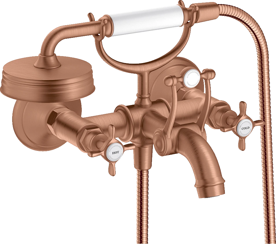 Axor Montreux 2-handle Manual Bath Mixer For Exposed Installation With Cross Handles Brushed Red Gold