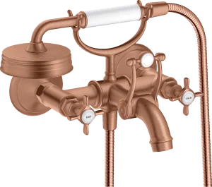 Axor Montreux 2-handle Manual Bath Mixer For Exposed Installation With Cross Handles Brushed Red Gold