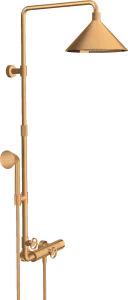 Axor Showers/front Showerpipe With Thermostatic Mixer And 2jet Overhead Shower 240 Gold Brushed