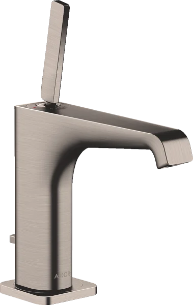 Axor Citterio E Single Lever Basin Mixer 130 With Pin Handle And Pop-up Waste Stainless Steel