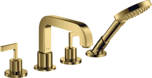 Axor Citterio 4-hole Tile Mounted Bath Mixer With Cross Handles And Escutcheons Gold Polished