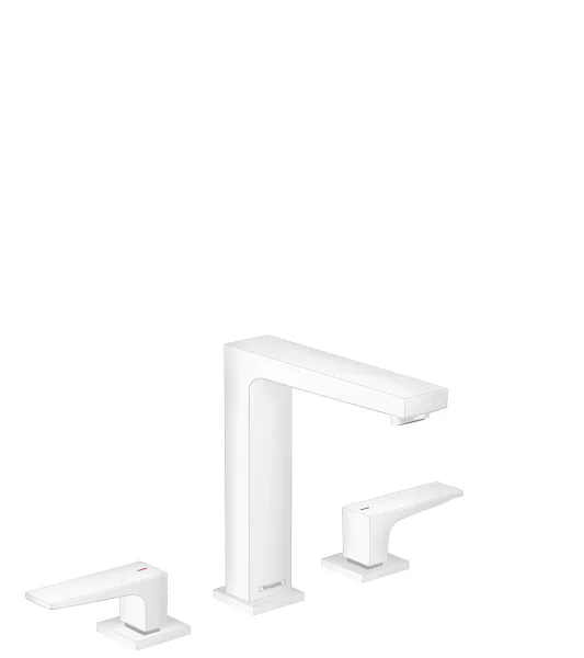 Hansgrohe Metropol 3-hole Basin Mixer 160 With Lever Handles And Push-open Waste Matt White