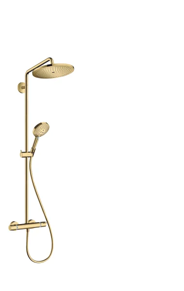 Hansgrohe Croma Select S Showerpipe 280 1jet With Thermostat And Hand Shower Raindance Select S 120 3jet Gold Polished