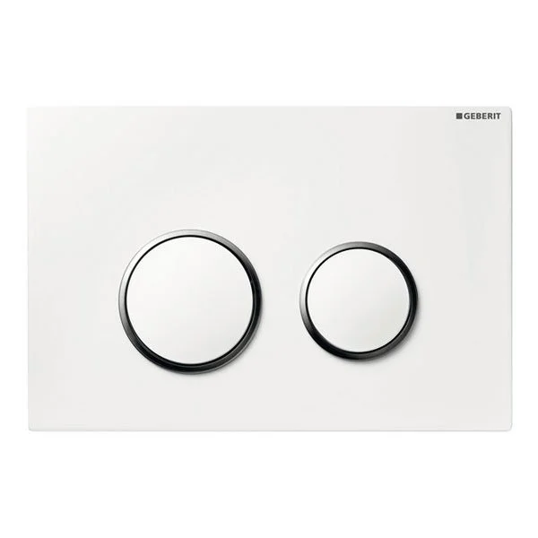 Geberit Sigma20 Round Flush Plate For Dual Flush - White With Gloss Chrome Detail