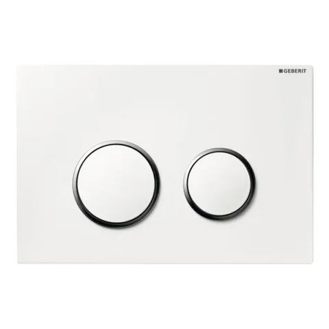 Geberit Sigma20 Round Flush Plate For Dual Flush - White With Gloss Chrome Detail product image - Image 1