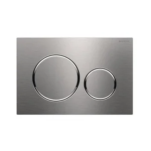 Geberit Sigma20 Stainless Steel Round Flush Plate For Dual Flush - Brushed With Polished Detail