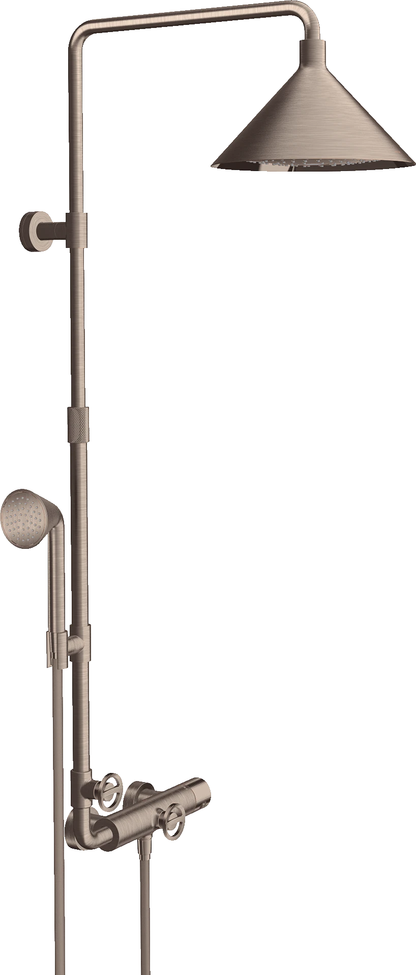Axor Showers/front Showerpipe With Thermostatic Mixer And 2jet Overhead Shower 240 Brushed Nickel