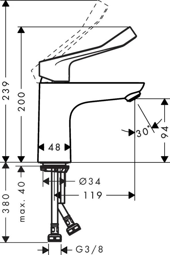 Hansgrohe Focus Manual Mixers 351 X 177 X 72mm Chrome detail view - Image 3