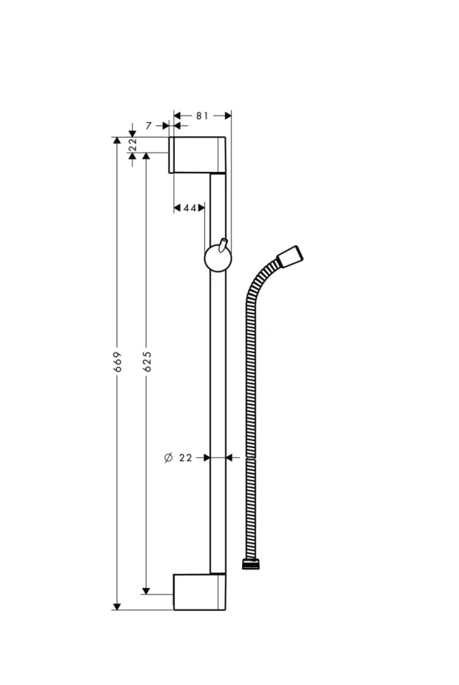 Hansgrohe Unica Wallbars 752 X 152 X 50mm Chrome detail view - Image 3
