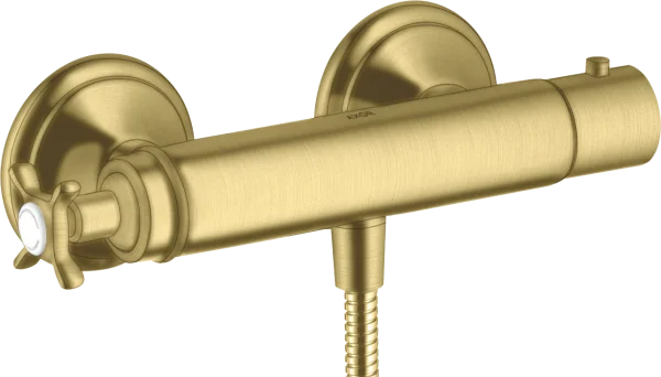 Axor Montreux Thermostatic Shower Mixer For Exposed Installation With Cross Handle Brushed Brass