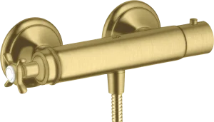 Axor Montreux Thermostatic Shower Mixer For Exposed Installation With Cross Handle Brushed Brass