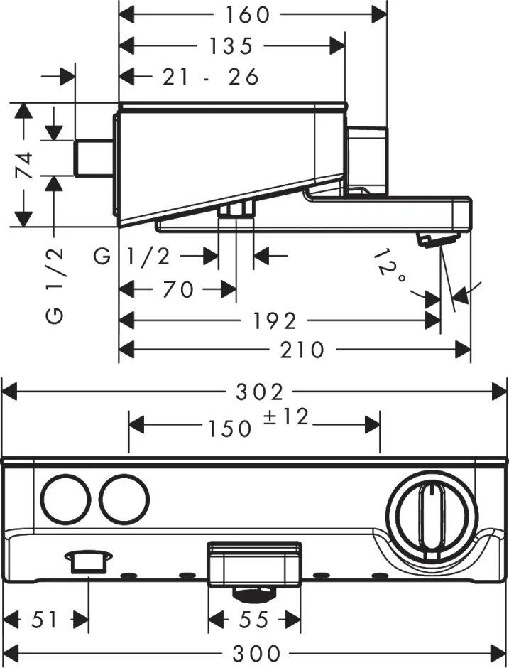 Hansgrohe Showertablet Select Thermostatic Bath Filler Mixer Exposed 354 X 289 X 123mm Chrome detail view - Image 3