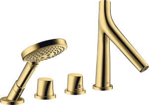 Axor Starck Organic 4-hole Rim-mounted Thermostatic Bath Mixer Gold Polished