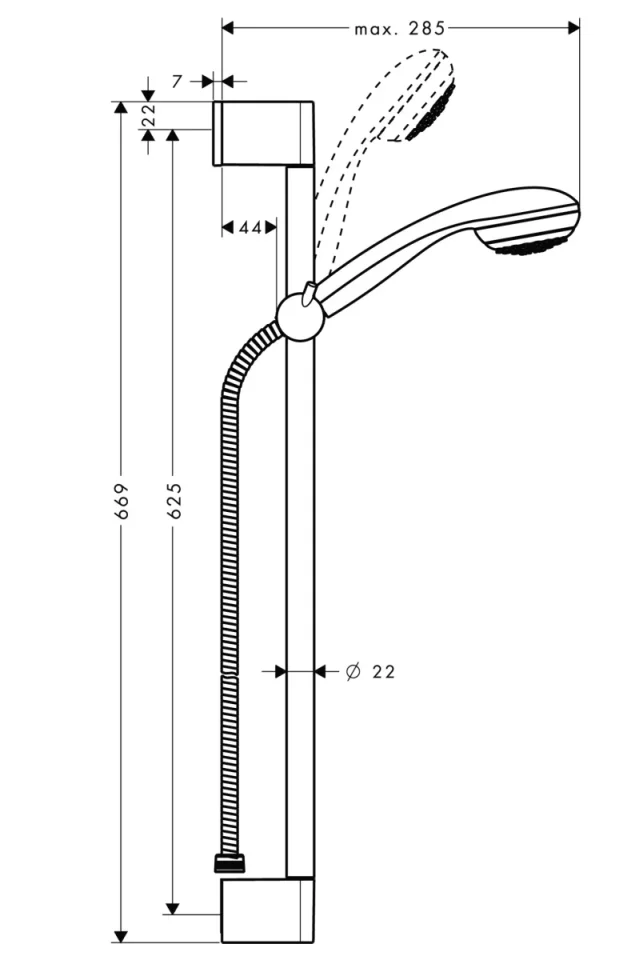 Hansgrohe Crometta 85 Shower Rail Sets 755 X 150 X 65mm Chrome detail view - Image 3