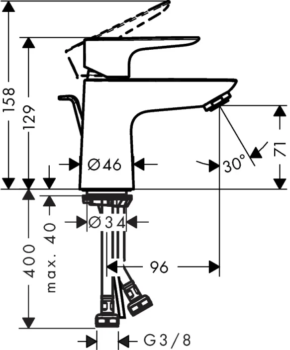 Hansgrohe Talis E Manual Mixers 350 X 180 X 72mm Chrome detail view - Image 2