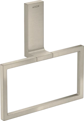 Axor Universal Rectangular Towel Ring 285 X 157 X 82mm Nickel - Brushed detail view - Image 3