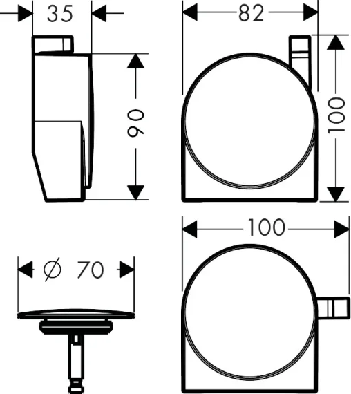 Hansgrohe Exafill S Bath Filler With Waste And Overflow 130 X 110 X 85mm Bronze - Brushed detail view - Image 2