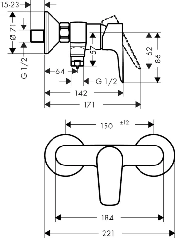 Hansgrohe Talis E Shower Mixers Exposed 246 X 199 X 155mm Black - Matt detail view - Image 2