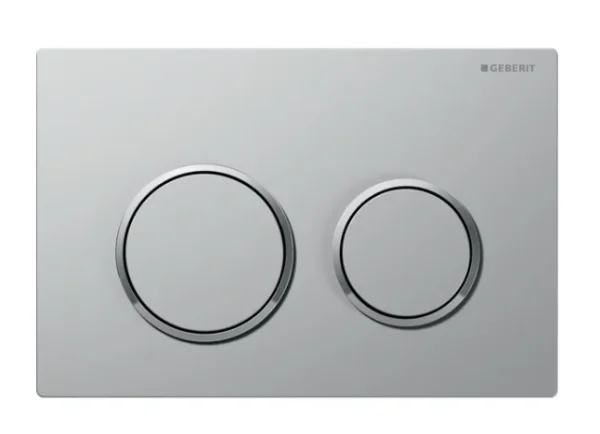 Geberit Omega20 Round Flush Plate For Dual Flush - Matt Chrome With Gloss Chrome Detail