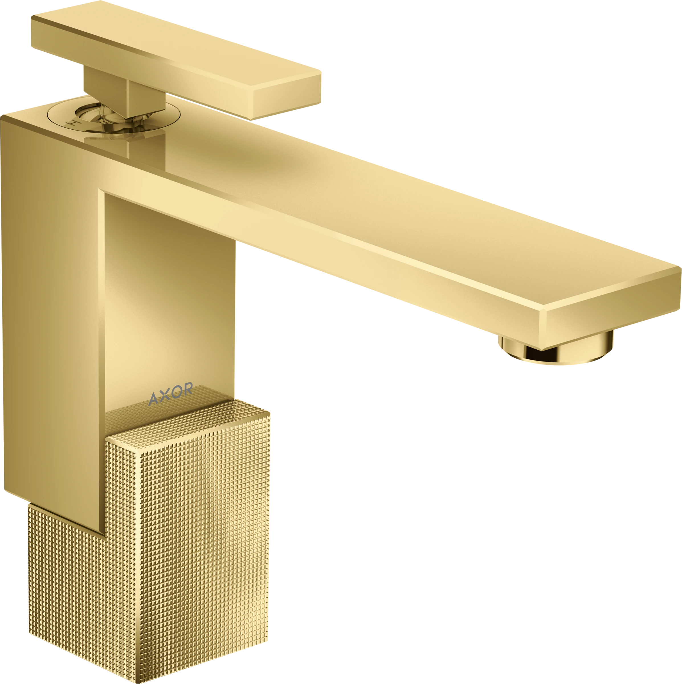 Axor Edge Single Lever Basin Mixer 130 With Push-open Waste - Diamond Cut Gold Polished