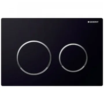 Geberit Omega20 Round Flush Plate For Dual Flush - Black With Gloss Chrome Detail detail view - Image 2