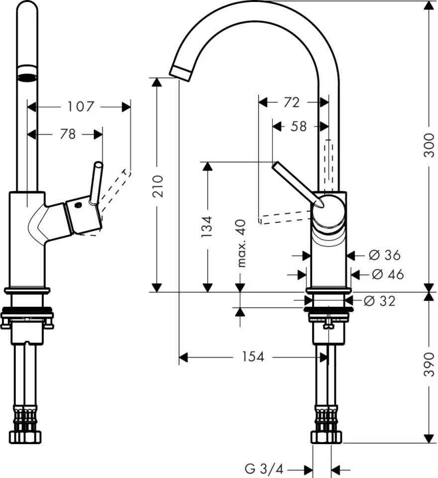 Hansgrohe Talis Manual Mixers 509 X 279 X 134mm Chrome detail view - Image 3
