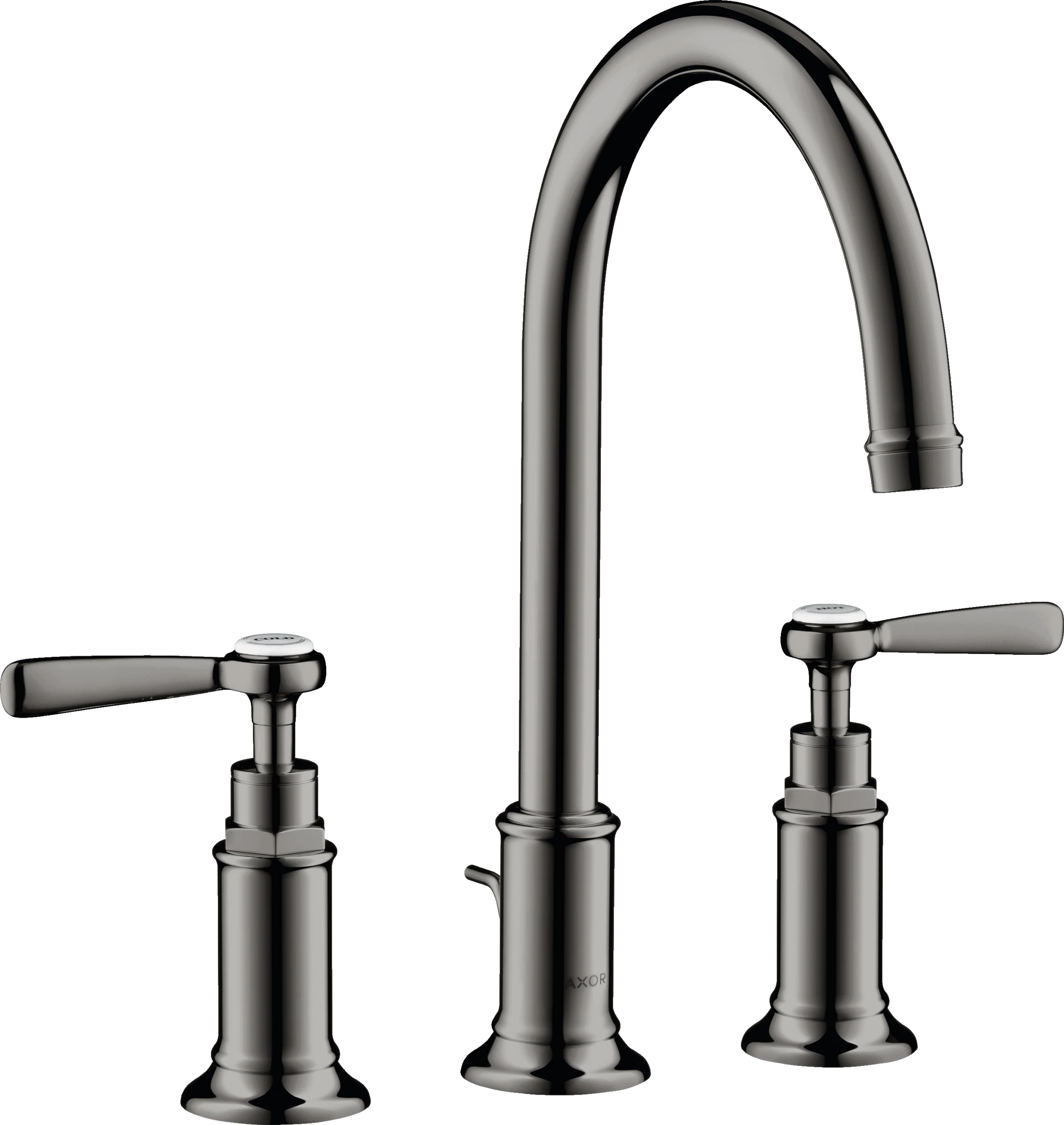 Axor Montreux 3-hole Basin Mixer 180 With Lever Handles And Pop-up Waste Polished Black Chrome