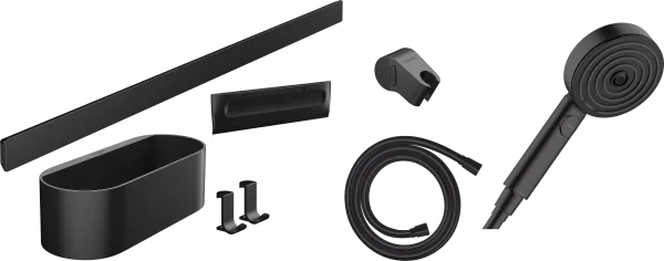 Hansgrohe Wallstoris Handheld Shower Bundles 1007 X 187 X 85mm Black - Matt