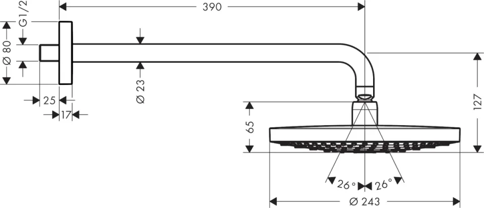 Hansgrohe Raindance Select S Overhead Showers 375 X 373 X 110mm White/chrome detail view - Image 2