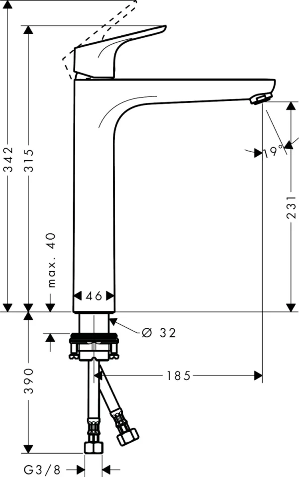 Hansgrohe Focus Manual Mixers 469 X 246 X 85mm Chrome detail view - Image 2