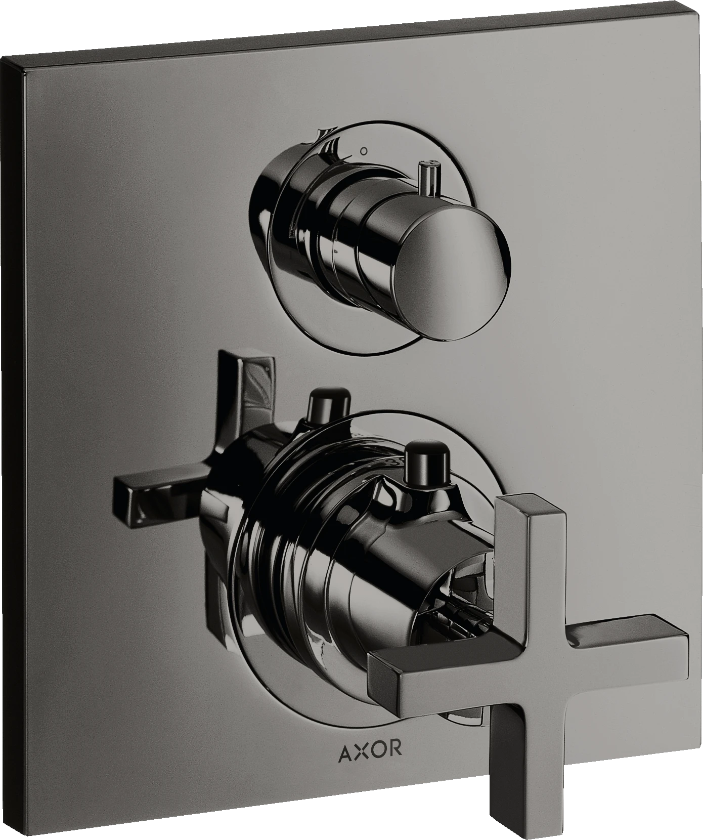 Axor Citterio Thermostatic Mixer For Concealed Installation With Shut-off Valve And Cross Handle Polished Black Chrome