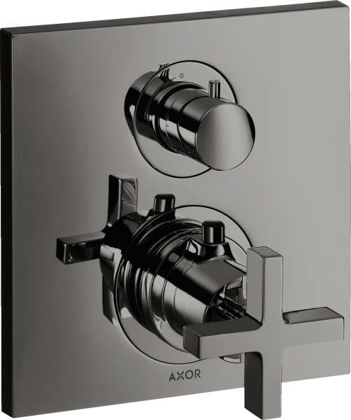 Axor Citterio Thermostatic Mixer For Concealed Installation With Shut-off Valve And Cross Handle Polished Black Chrome