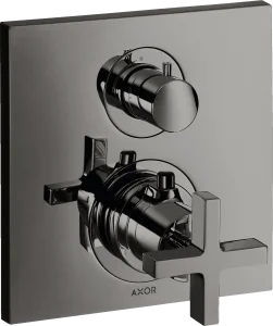 Axor Citterio Thermostatic Mixer For Concealed Installation With Shut-off Valve And Cross Handle Polished Black Chrome