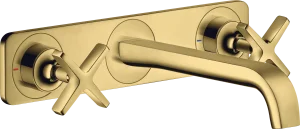 Axor Citterio E 3-hole Basin Mixer For Concealed Installation Wall-mounted With Spout 220 Mm And Plate Gold Polished