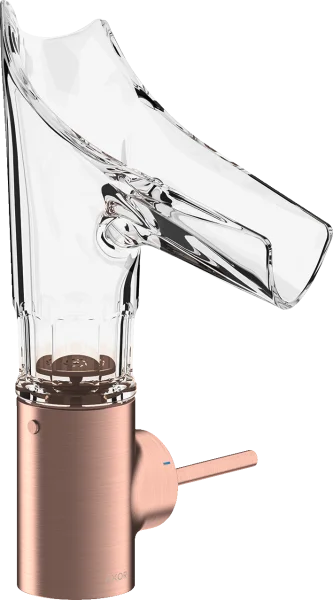 Axor Starck V Single Lever Basin Mixer 140 With Glass Spout - Bevel Cut Without Waste Brushed Red Gold