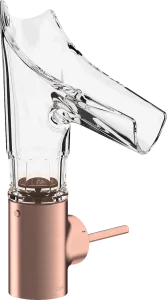 Axor Starck V Single Lever Basin Mixer 140 With Glass Spout - Bevel Cut Without Waste Brushed Red Gold