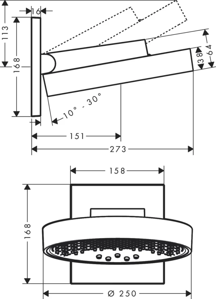 Hansgrohe Rainfinity Overhead Showers 485 X 460 X 205mm Chrome detail view - Image 2