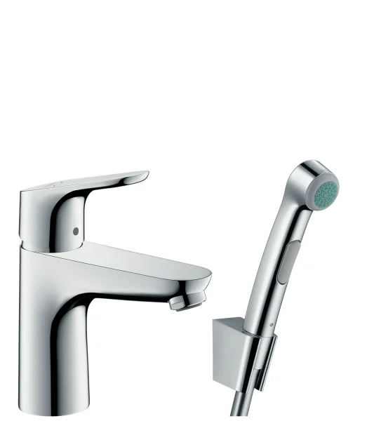 Hansgrohe Focus Single Lever Basin Mixer 100 With Bidet Spray And Shower Hose 160 Cm Chrome