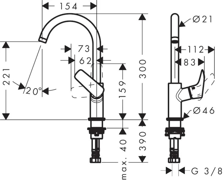 Hansgrohe Logis Manual Mixers 509 X 272 X 134mm Chrome detail view - Image 3