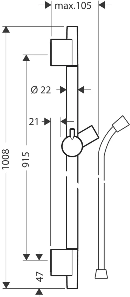 Hansgrohe Unica Wallbars 1002 X 149 X 45mm White - Matt detail view - Image 2