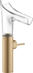 Axor Starck V Single Lever Basin Mixer 220 With Glass Spout For Wash Bowls Without Waste Brushed Bronze