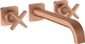 Axor Citterio E 3-hole Basin Mixer For Concealed Installation Wall-mounted With Spout 220 Mm And Escutcheons Brushed Red Gold