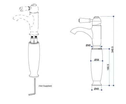 Burlingtonchelsea Extended Height Kit Chrome technical drawing - Image 3